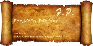 Forján Péter névjegykártya