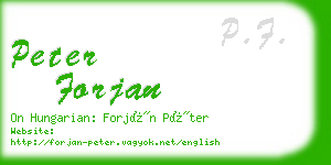 peter forjan business card